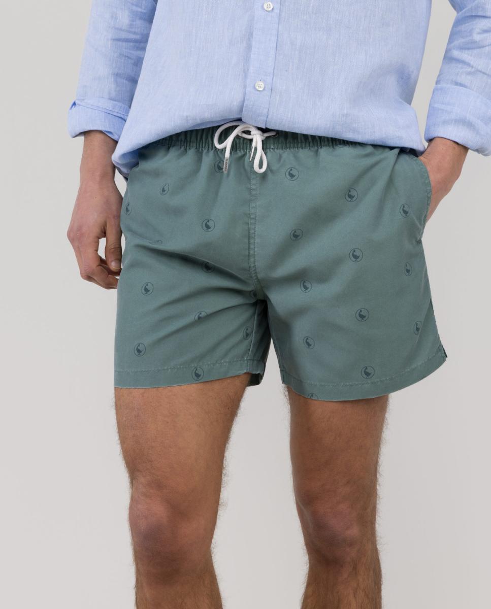 Calções de Banho com Dois Bolsos Laterais e um Bolso Traseiro Verde-4