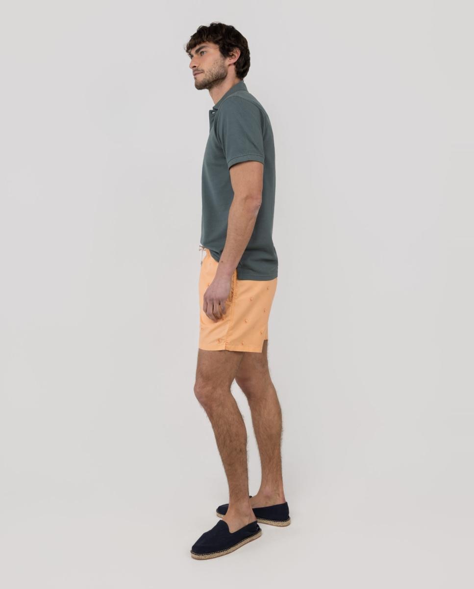 Calções de Banho com Dois Bolsos Laterais e um Bolso Traseiro Laranja-8