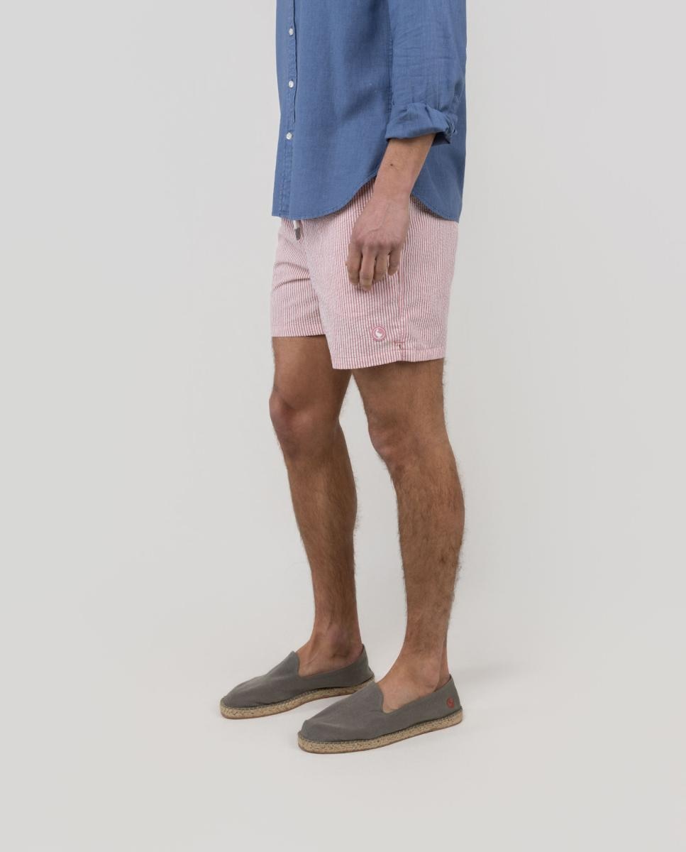 Calções de Banho com Dois Bolsos Laterais e um Bolso Traseiro Vermelho-3