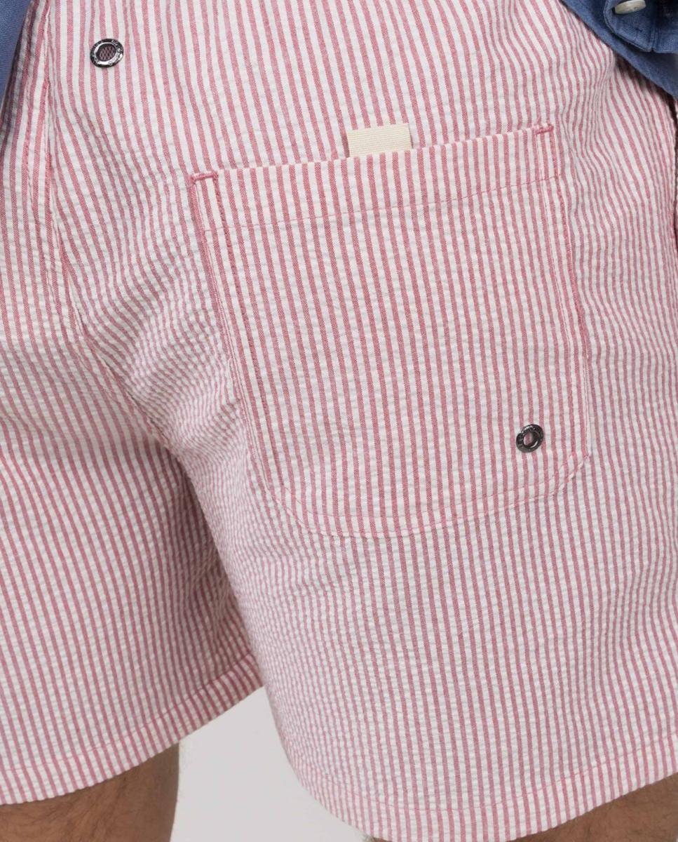 Calções de Banho com Dois Bolsos Laterais e um Bolso Traseiro Vermelho-6