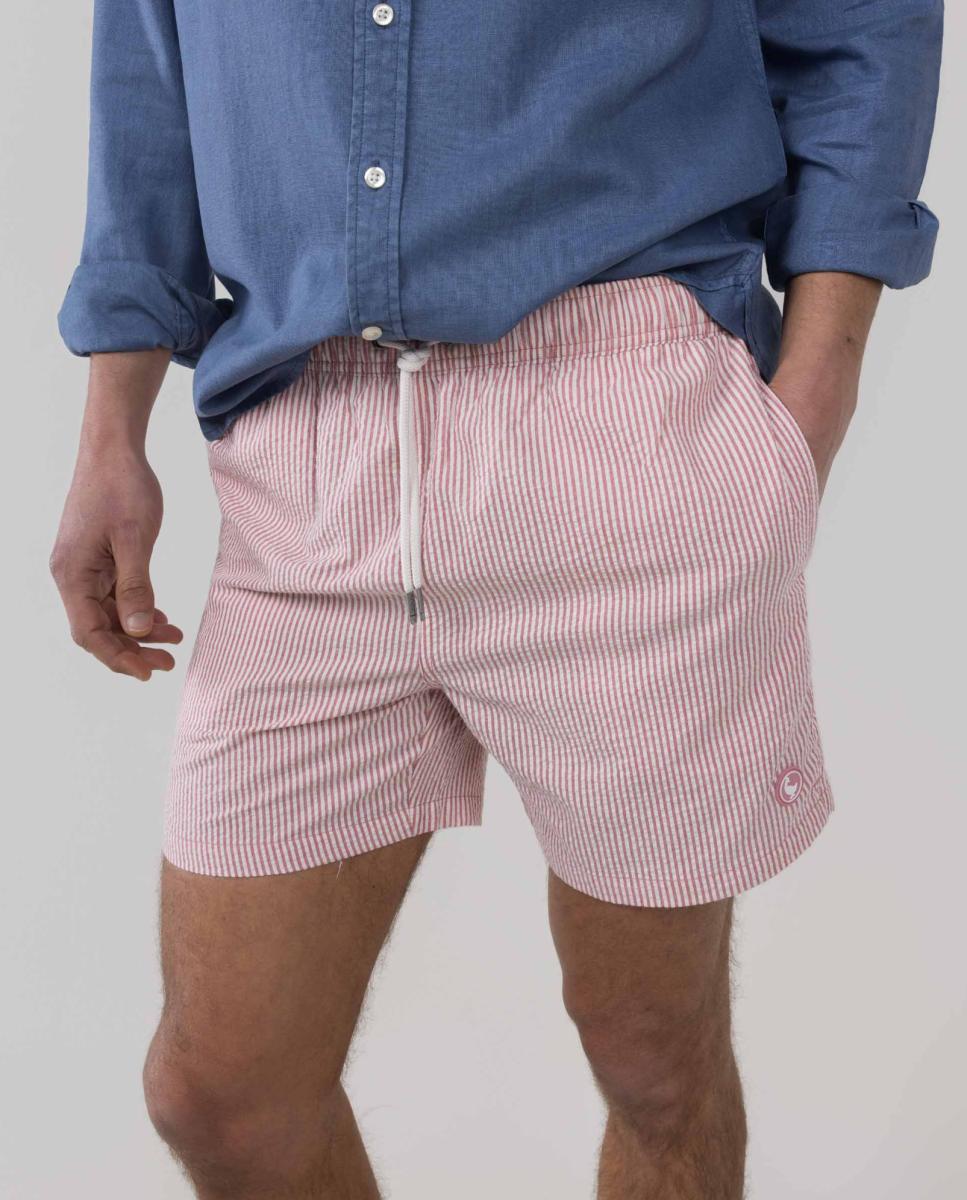 Calções de Banho com Dois Bolsos Laterais e um Bolso Traseiro Vermelho-8