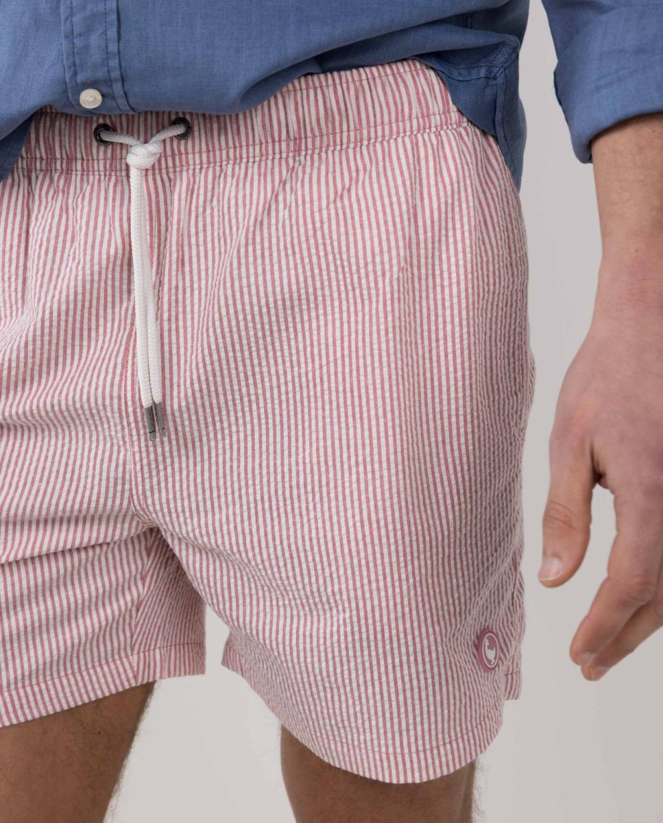Calções de Banho com Dois Bolsos Laterais e um Bolso Traseiro Vermelho-9