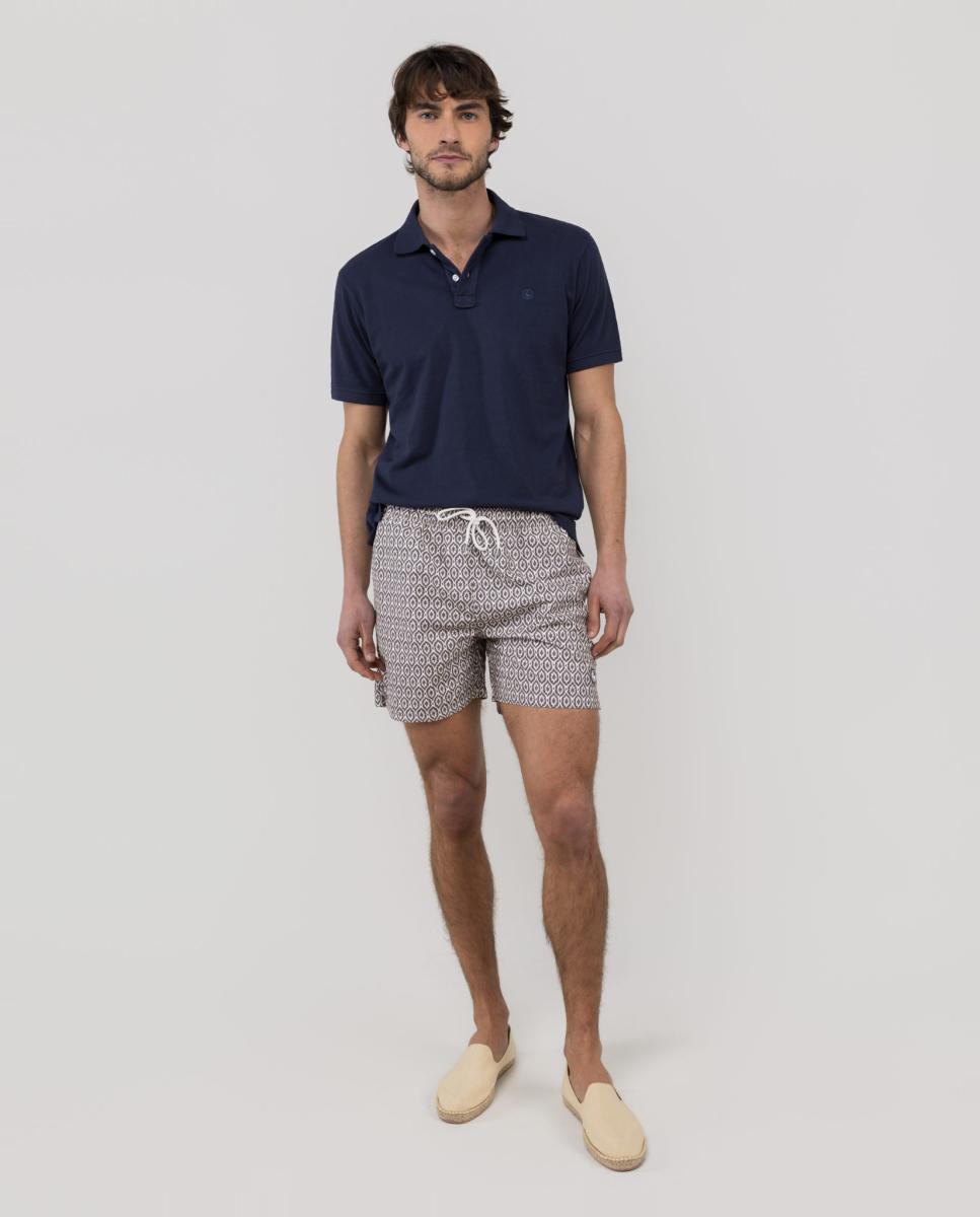 Calções de Banho com Dois Bolsos Laterais e um Bolso Traseiro Vermelho-2