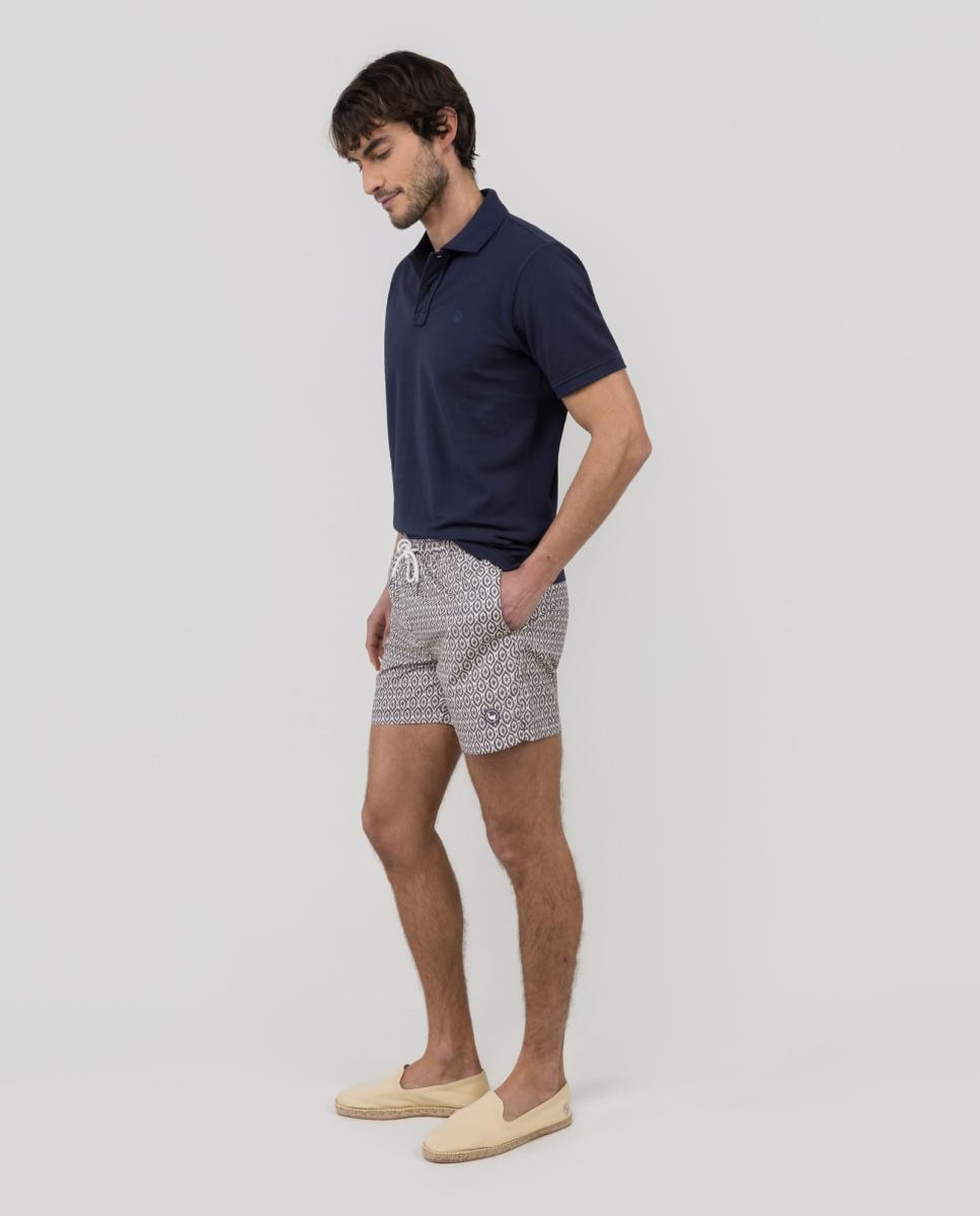 Calções de Banho com Dois Bolsos Laterais e um Bolso Traseiro Vermelho-4
