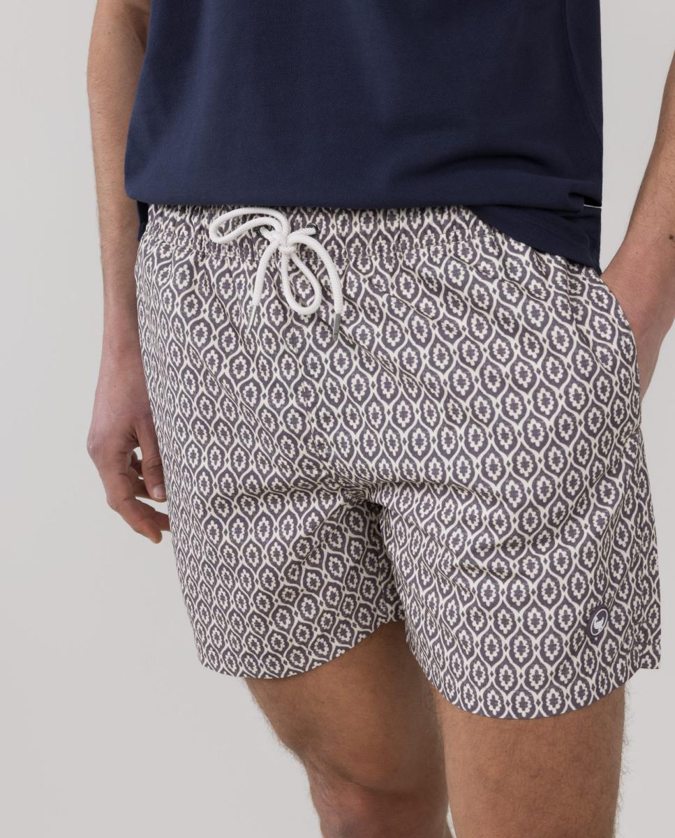 Calções de Banho com Dois Bolsos Laterais e um Bolso Traseiro Vermelho-7