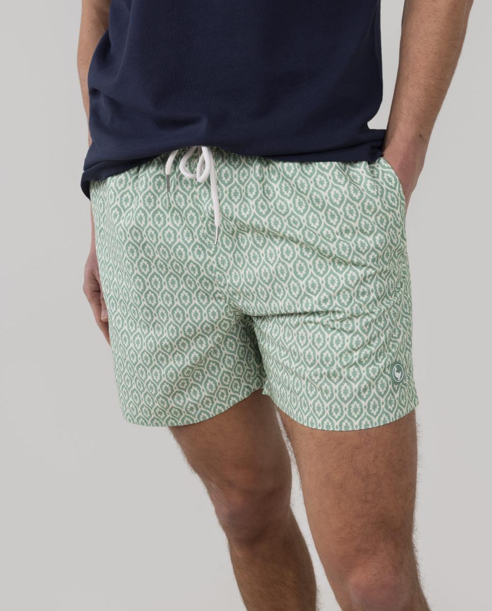 Calções de Banho com Dois Bolsos Laterais e um Bolso Traseiro Verde-7