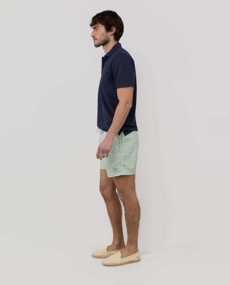 Calções de Banho com Dois Bolsos Laterais e um Bolso Traseiro Verde-8