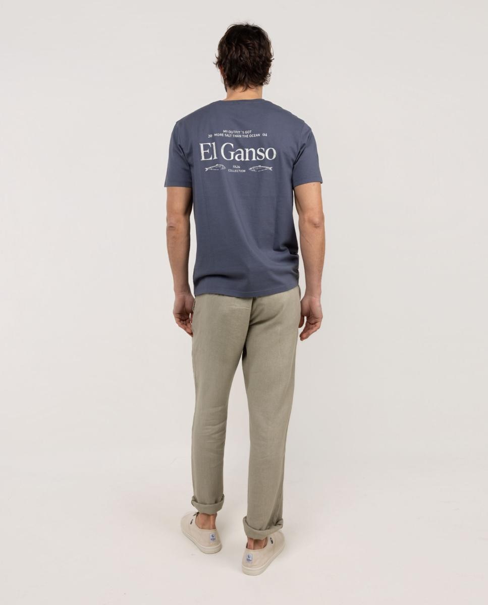 T-shirt de Praia com Manga Curta Azul-2