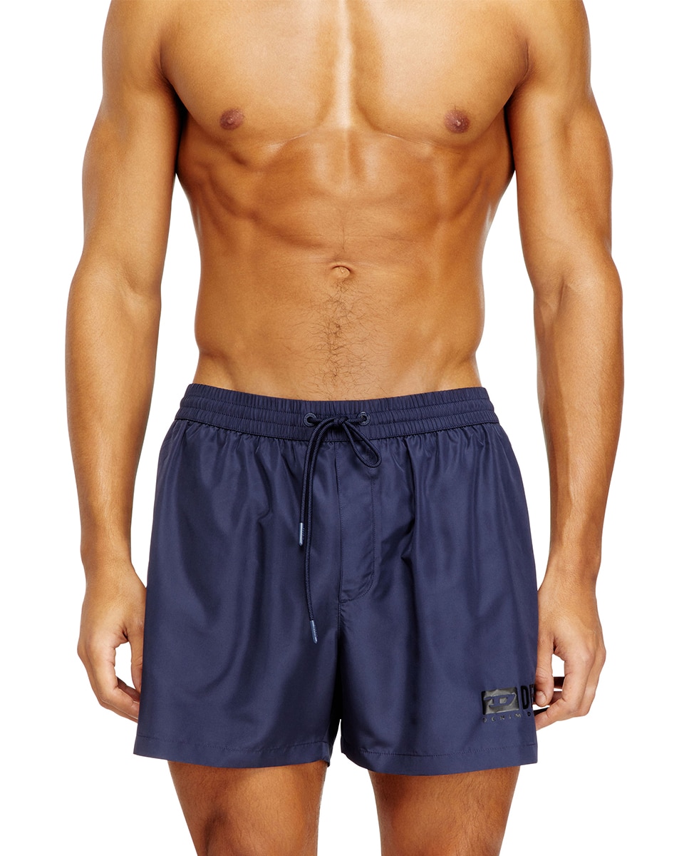 Bañador hombre liso logo DIESEL en parte inferior de pierna izquierda. 37 cm - Gris oscuro Azul marino-1
