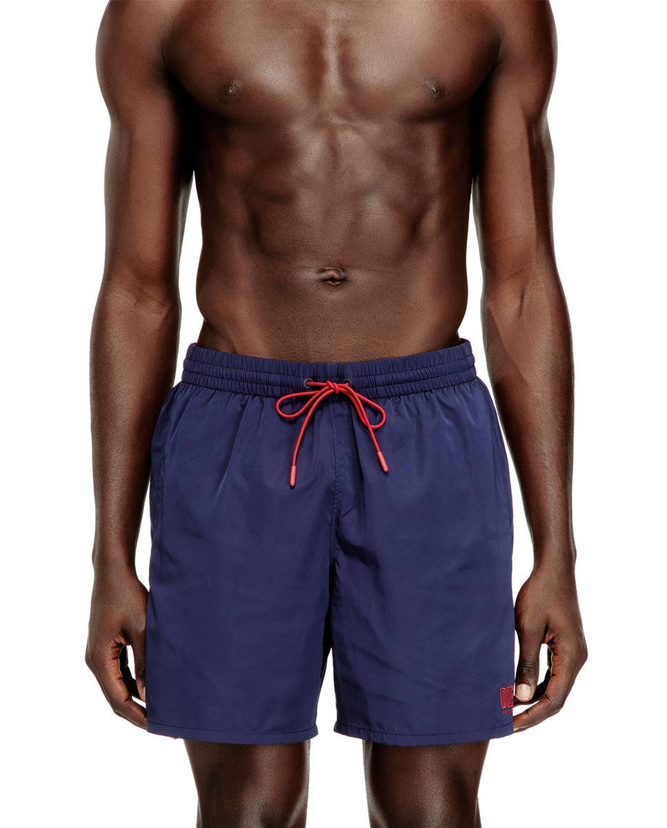 Bañador hombre liso logo DIESEL en parte inferior de pierna izquierda. Largo 41 cm. - Rojo Rojo-1