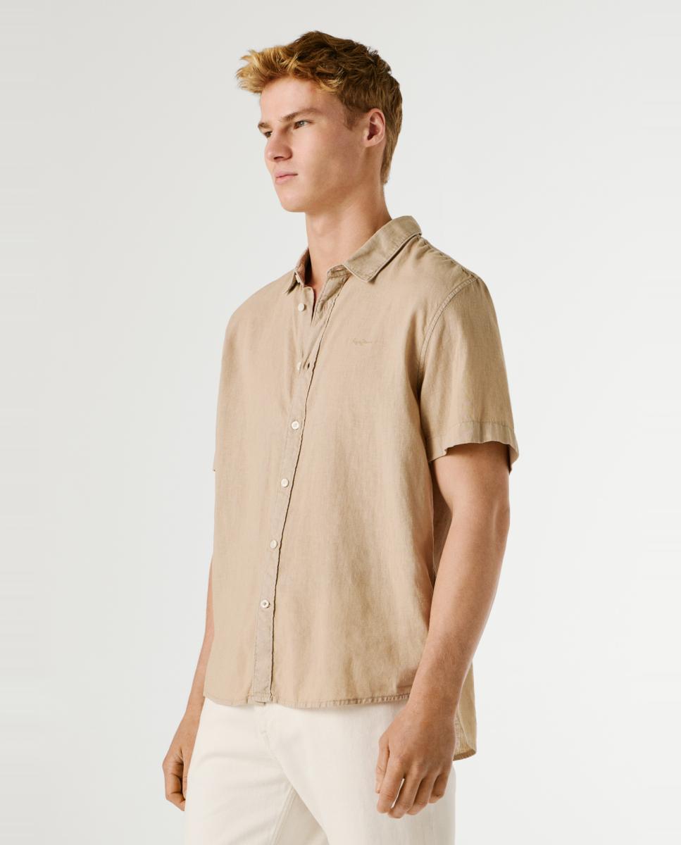Camisa de Manga Curta com Gola Informal Branco-4