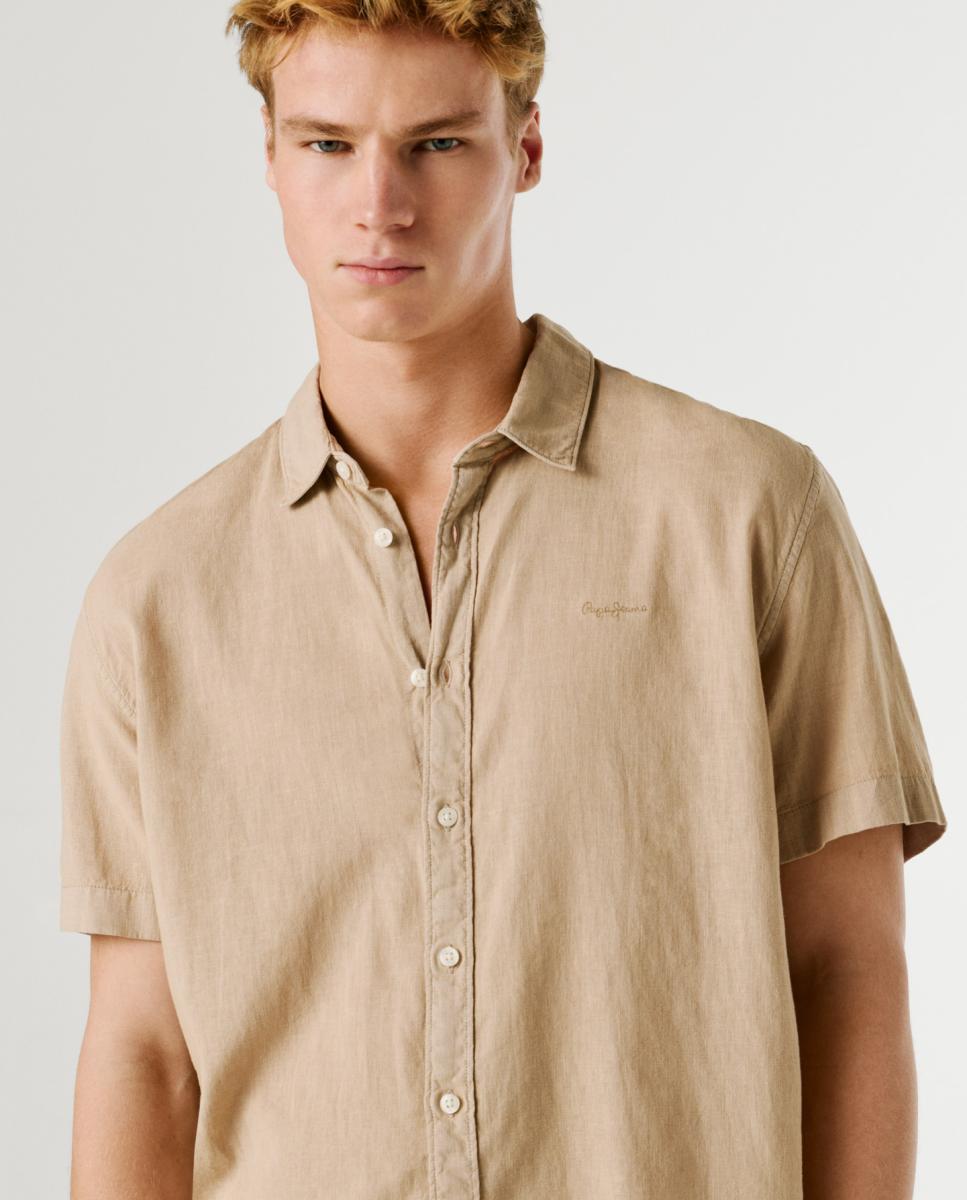 Camisa de Manga Curta com Gola Informal Branco-5