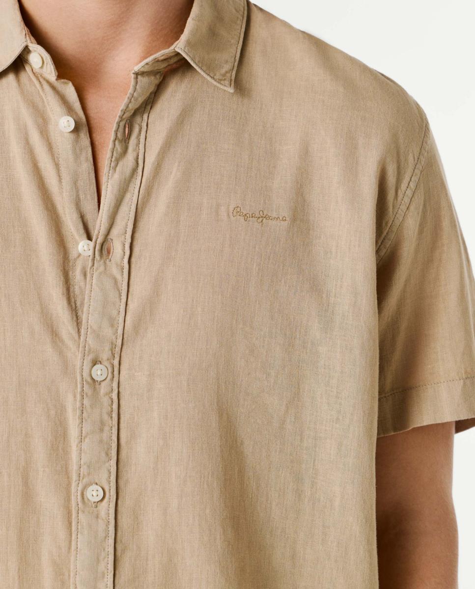 Camisa de Manga Curta com Gola Informal Branco-6