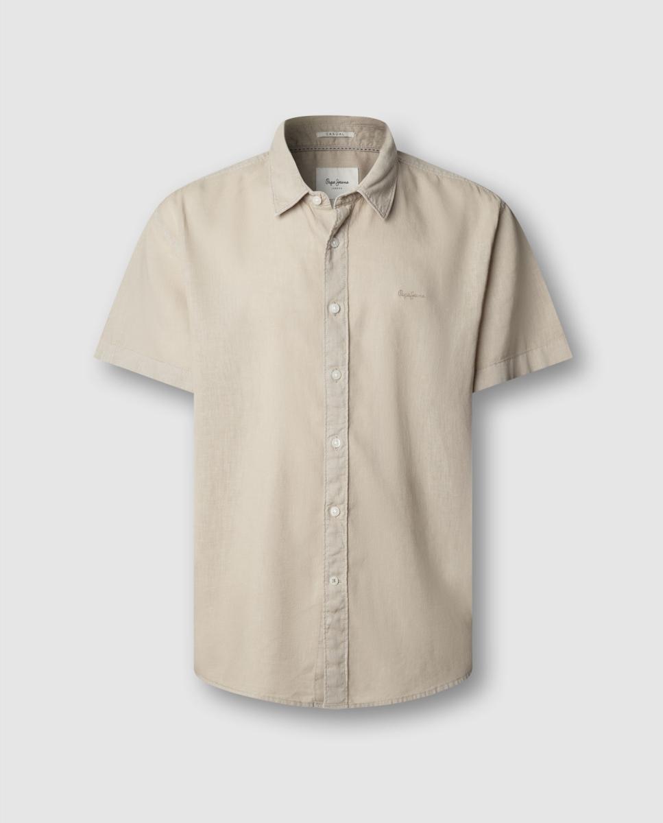 Camisa de Manga Curta com Gola Informal Branco-7
