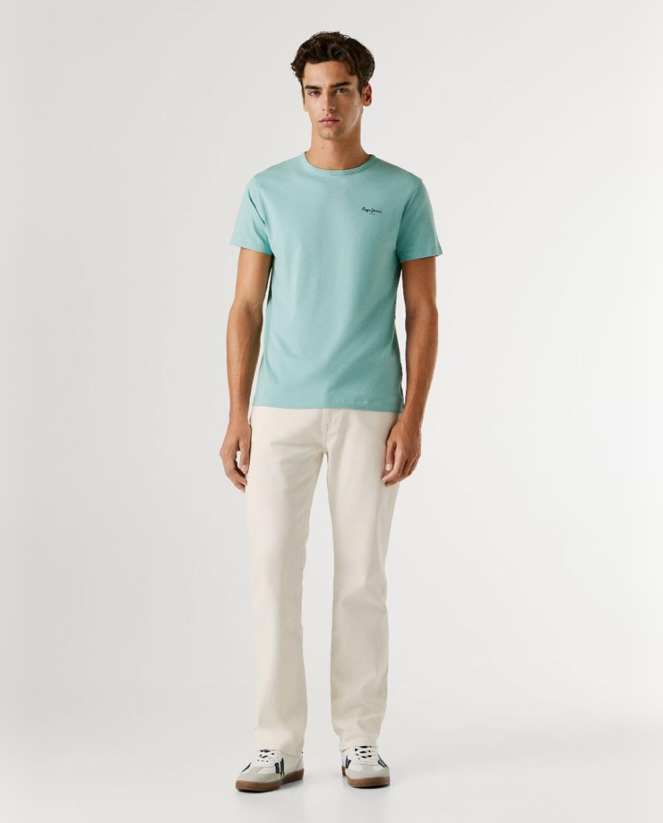T-shirt Justa com Logótipo Azul-4