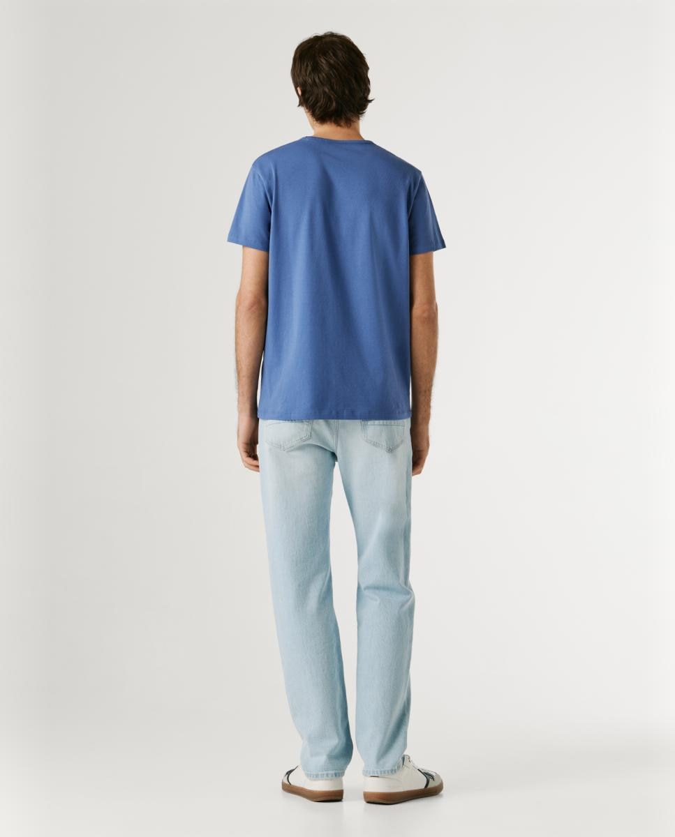 T-shirt Justa com Logótipo Azul-2