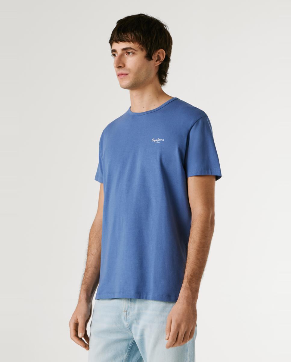 T-shirt Justa com Logótipo Azul-4