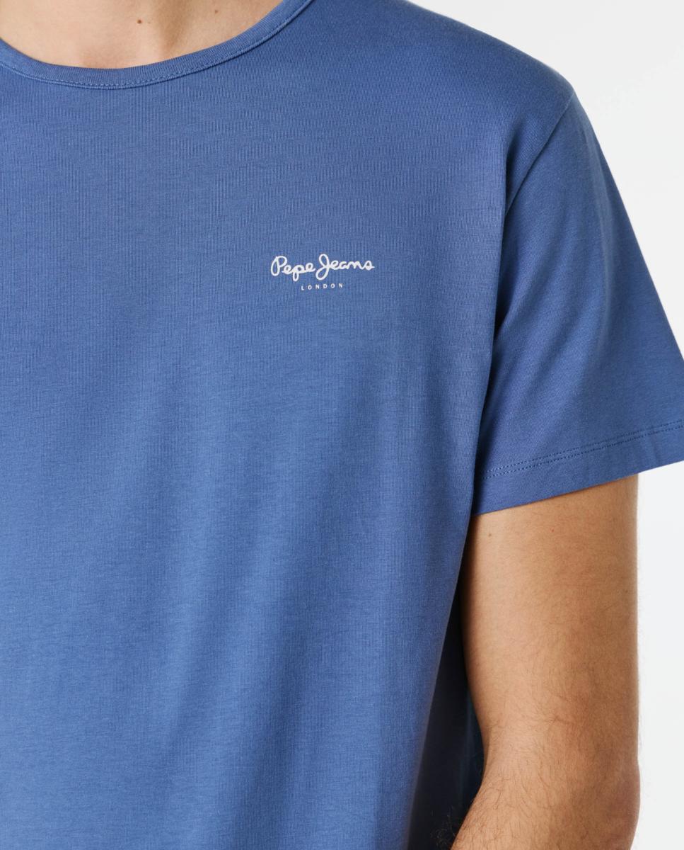 T-shirt Justa com Logótipo Azul-6