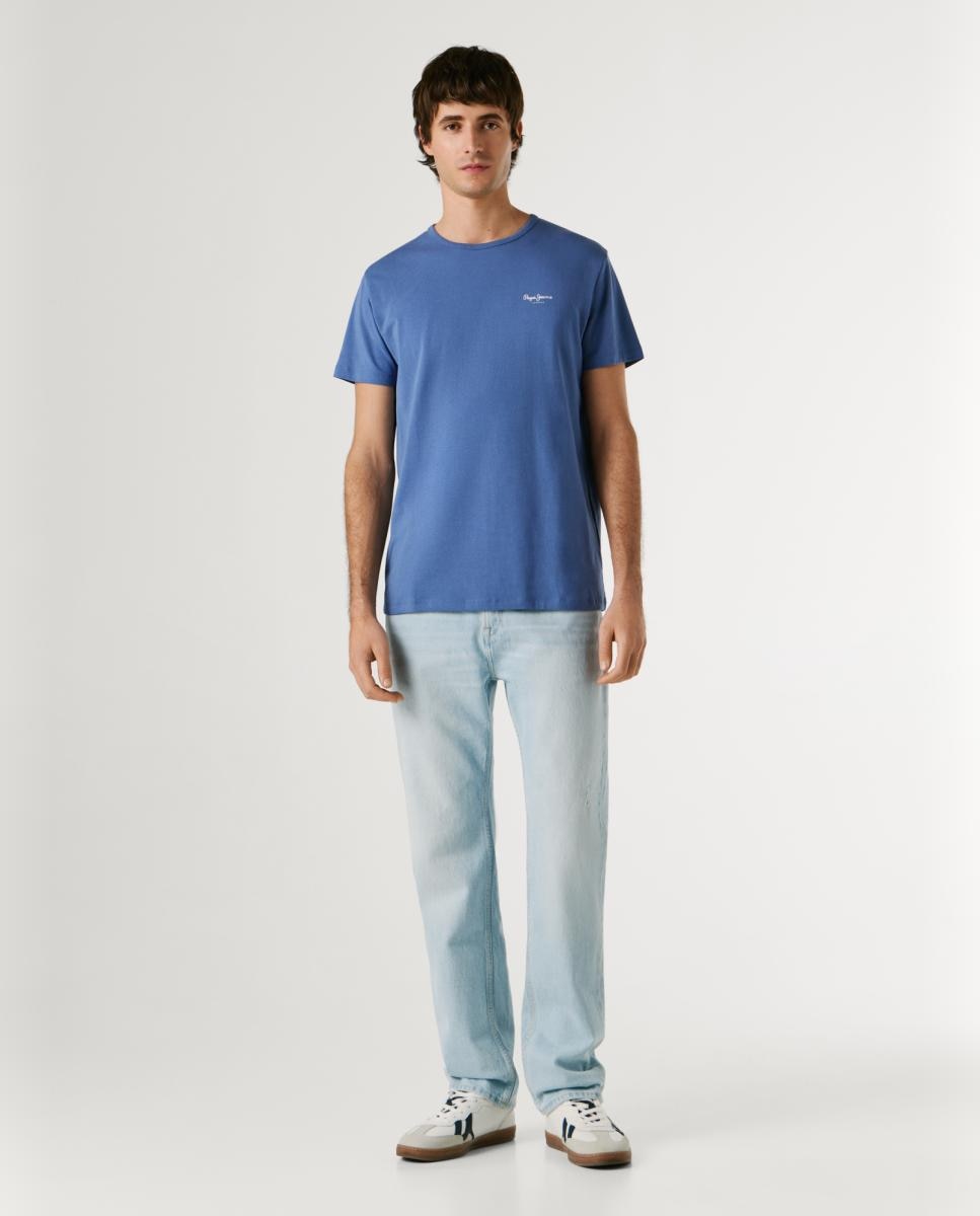 T-shirt Justa com Logótipo Azul-9