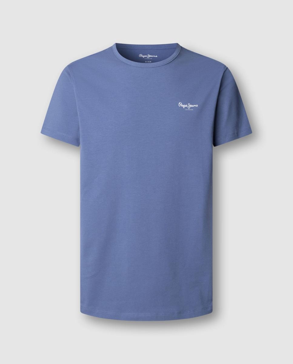 T-shirt Justa com Logótipo Azul-7