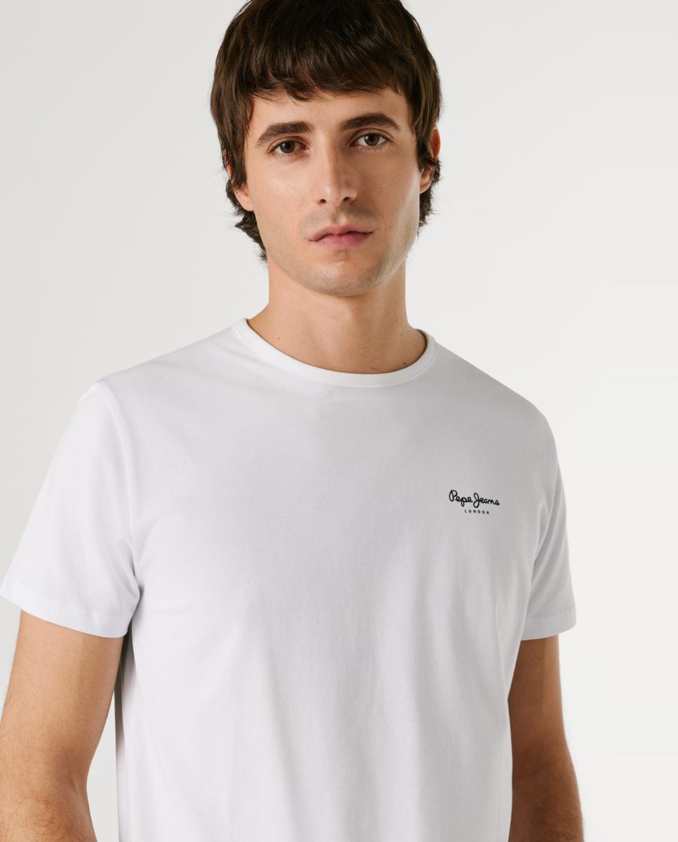 T-shirt Justa com Logótipo Branco-3