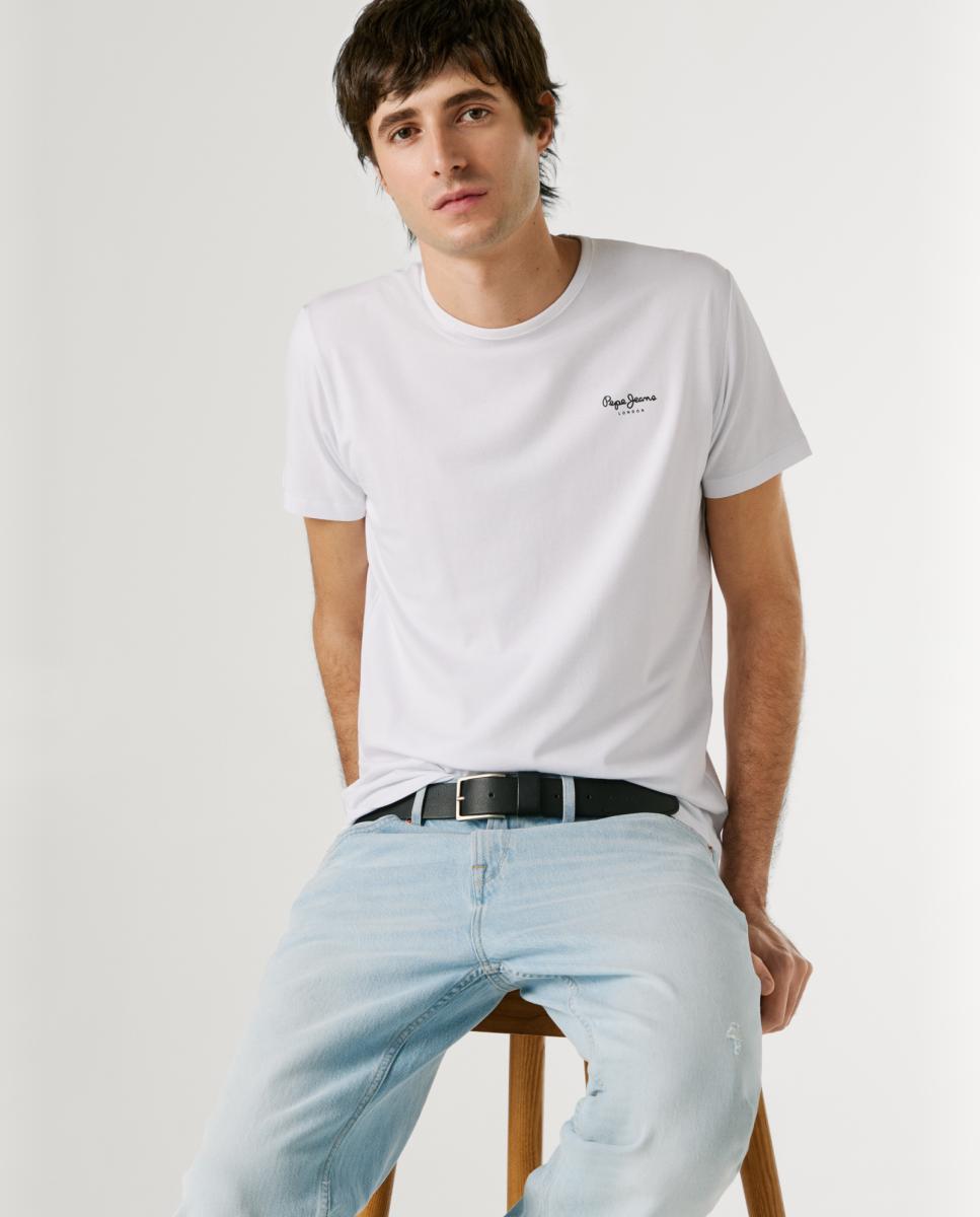 T-shirt Justa com Logótipo Branco-6