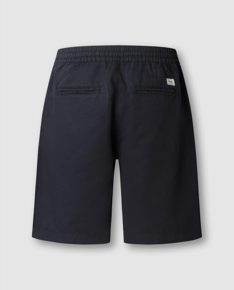 Calções de Linho Folgados Azul-9
