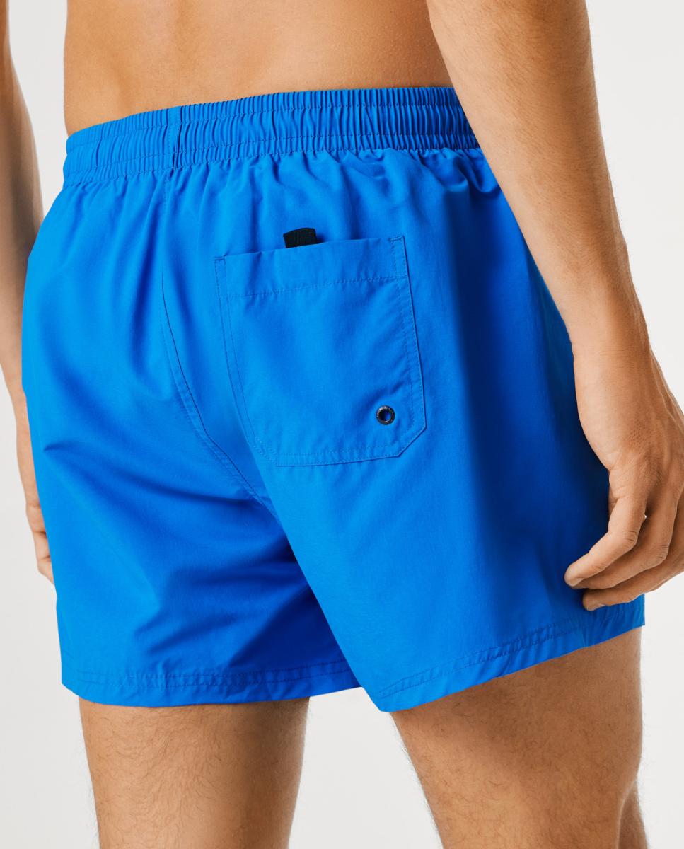 Calções de Banho Lisos com Logótipo Lateral Azul-5