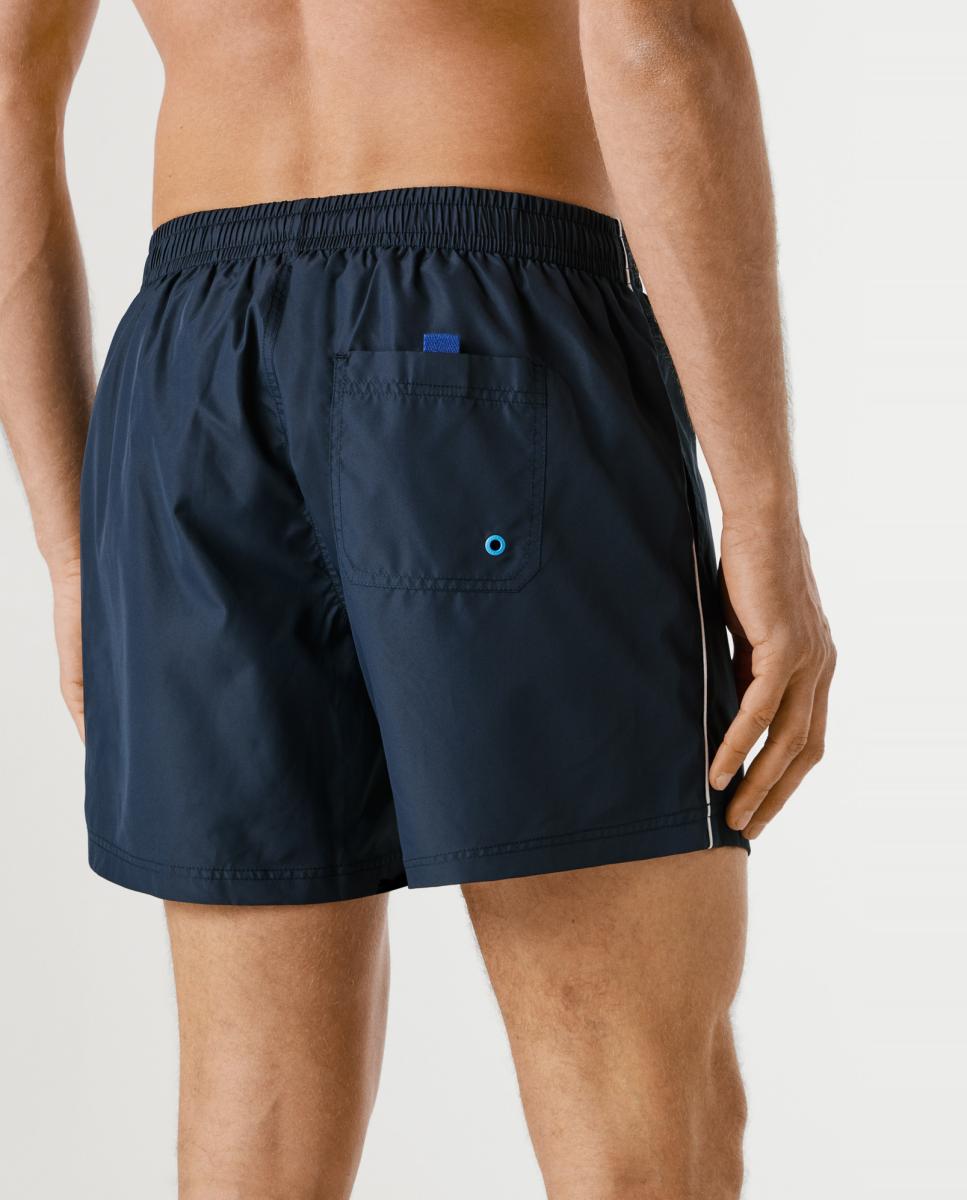 Calções de Banho Lisos com Logótipo Lateral Azul-5