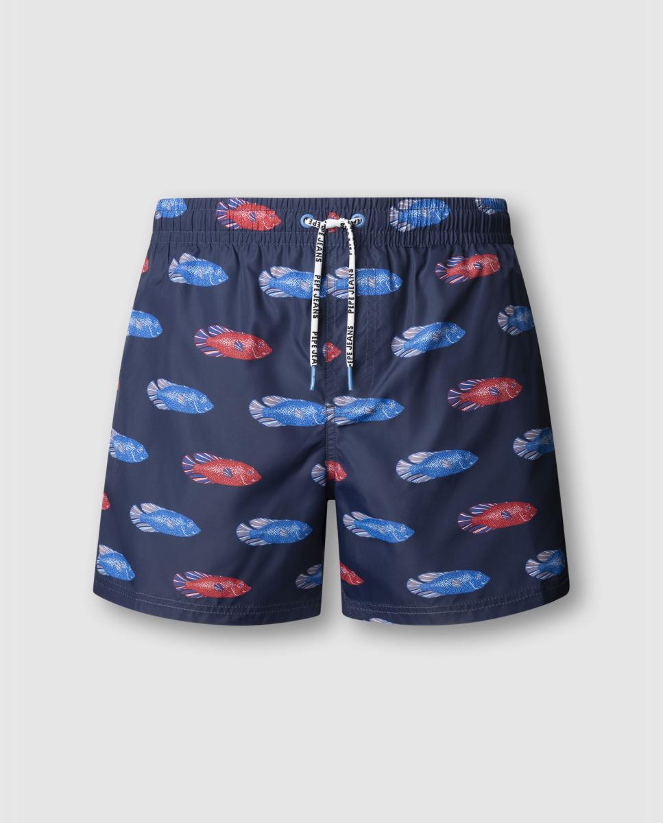 Imagem 0 de Calções de Banho Lisos com Logótipo Lateral