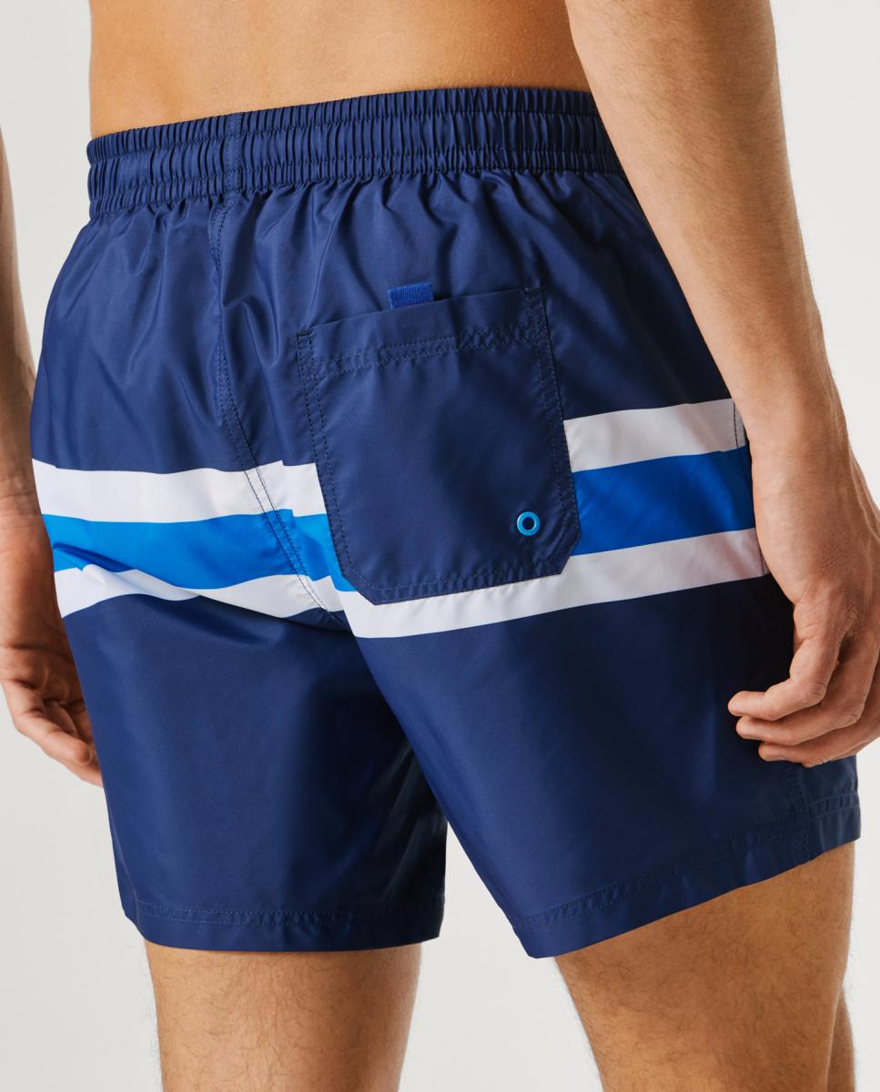 Calções de Banho Lisos com Logótipo Lateral Azul-6