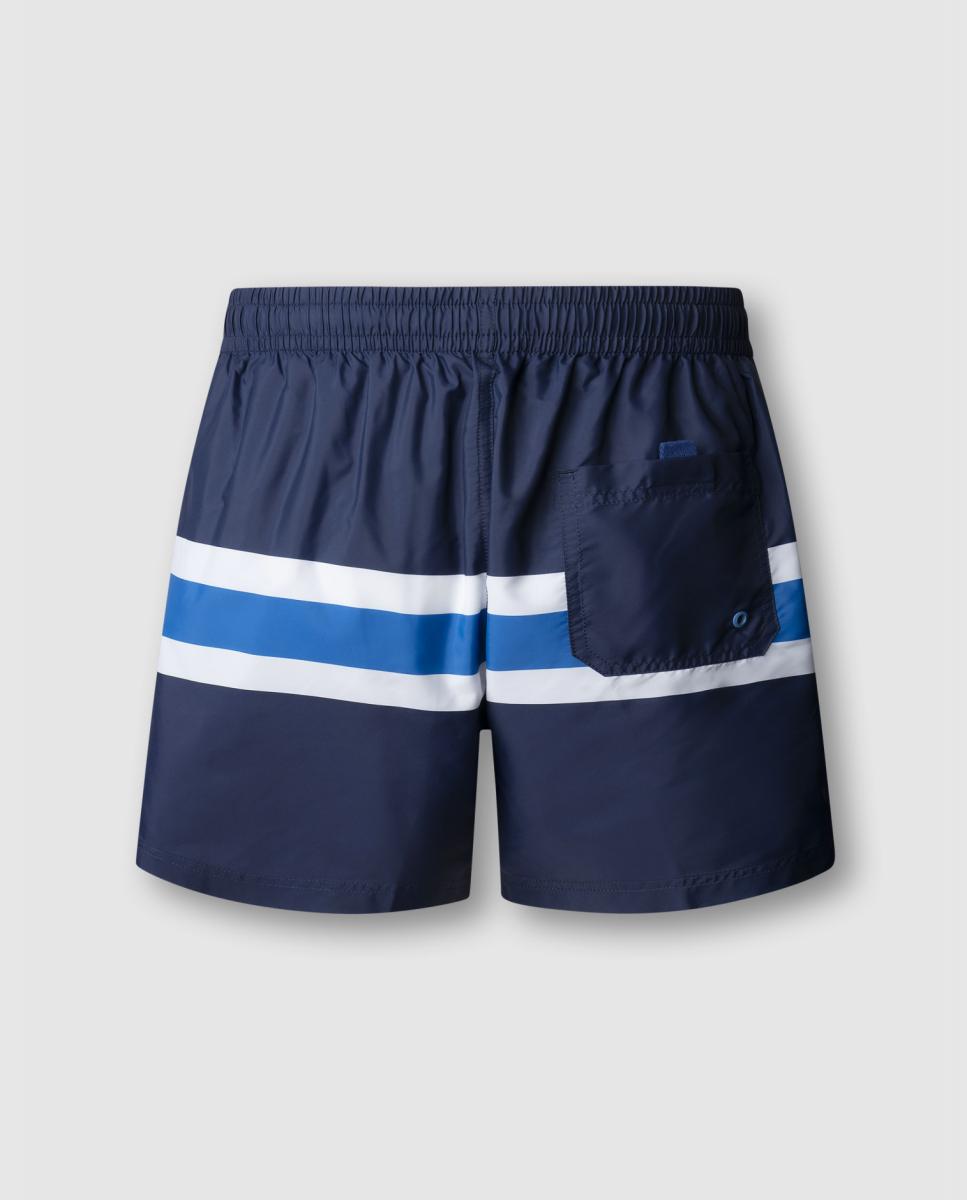 Calções de Banho Lisos com Logótipo Lateral Azul-8