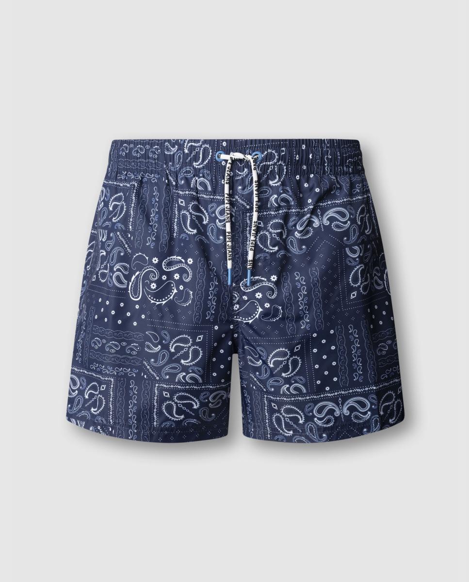 Imagem 0 de Calções de Banho Lisos com Logótipo Lateral