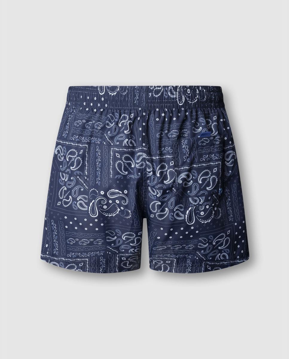 Calções de Banho Lisos com Logótipo Lateral Azul-2