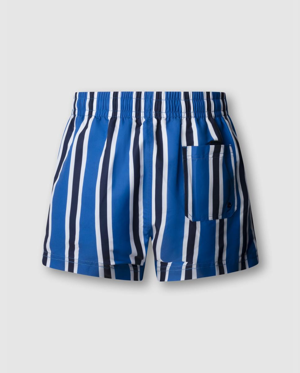 Calções de Banho Lisos com Logótipo Lateral Azul-8
