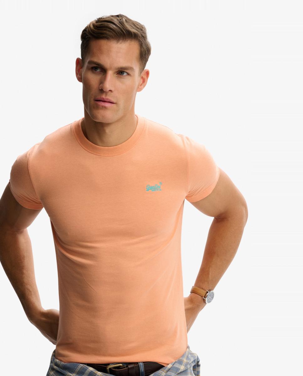 T-shirt Essential com Logótipo e em Algodão Orgânico Laranja-3