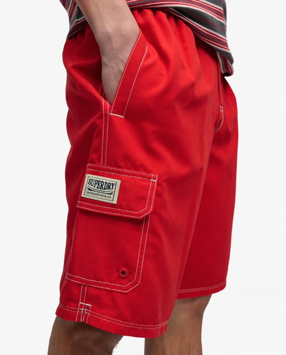 Calções de Banho Cargo Vermelho-4