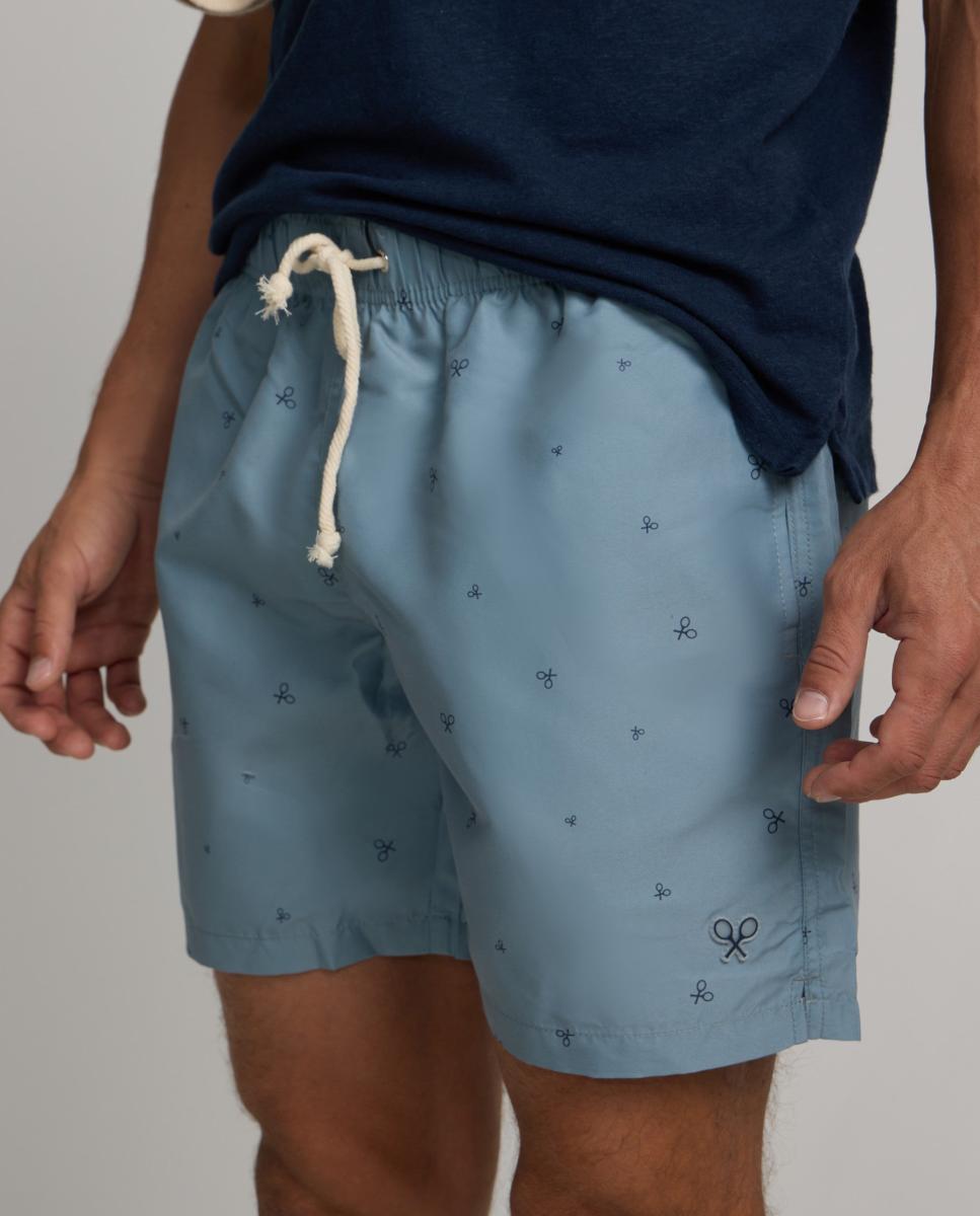 Fato de Banho com Mini Raquete - Cor de Petróleo Azul Metálico-3