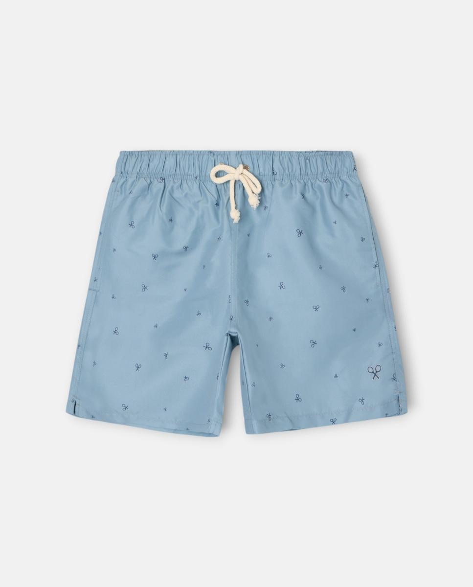 Fato de Banho com Mini Raquete - Cor de Petróleo Azul Metálico-4