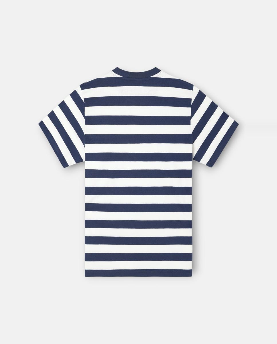 T-shirt com Mini Logótipo às Riscas - Azul-Marinho Azul-marinho-7