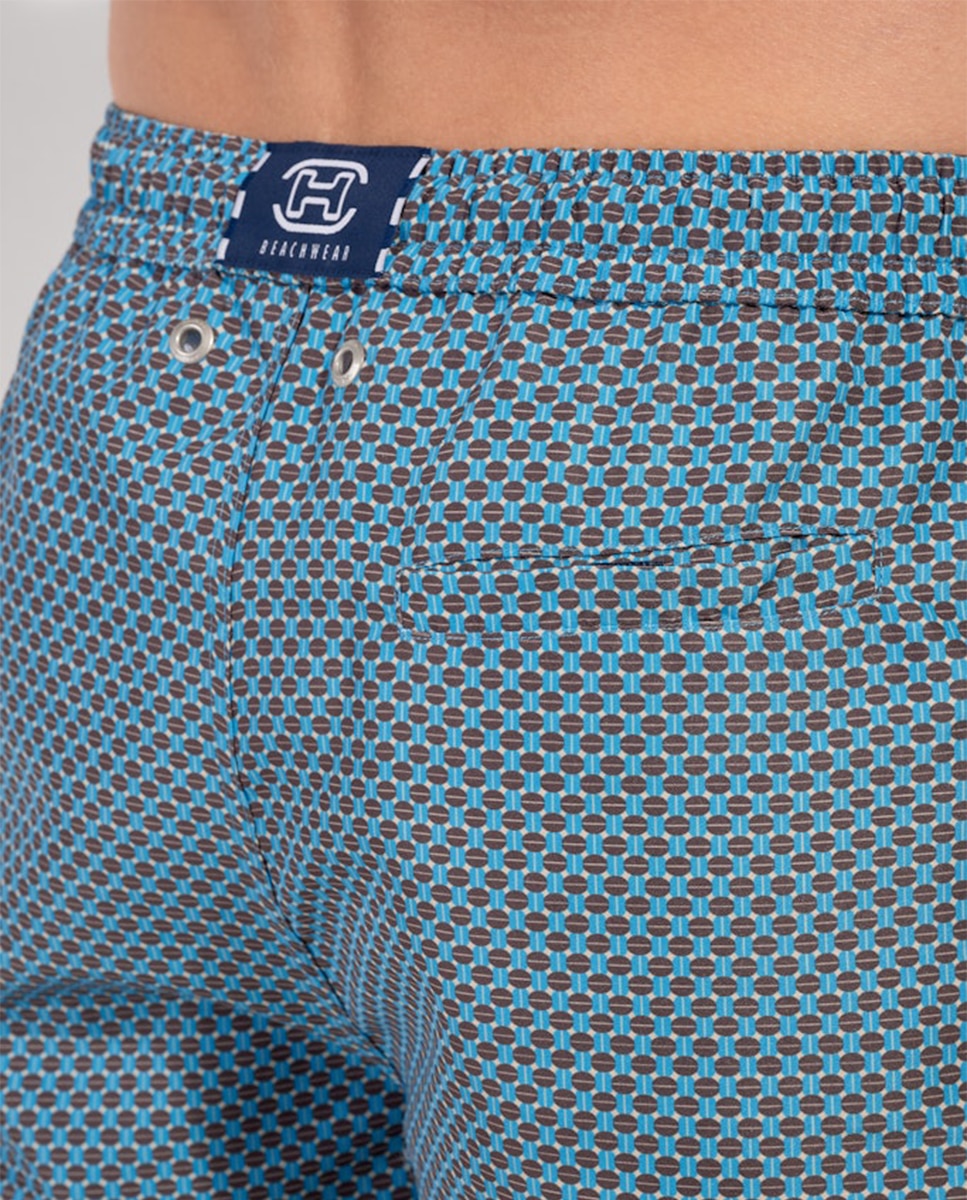 Calções de Banho Estampados - Azul Turquesa-4