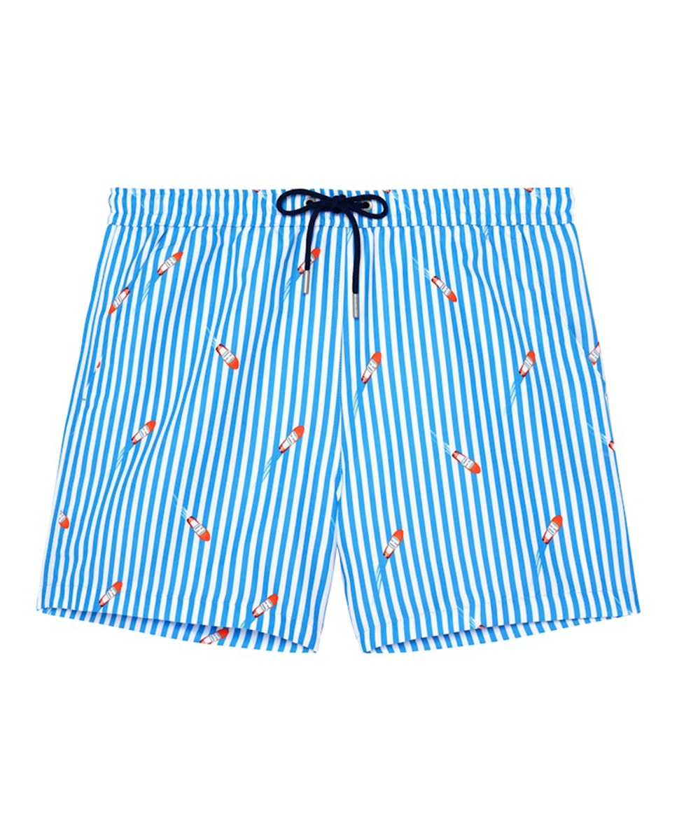 Calções de Banho Estampados - Azul Celeste-5