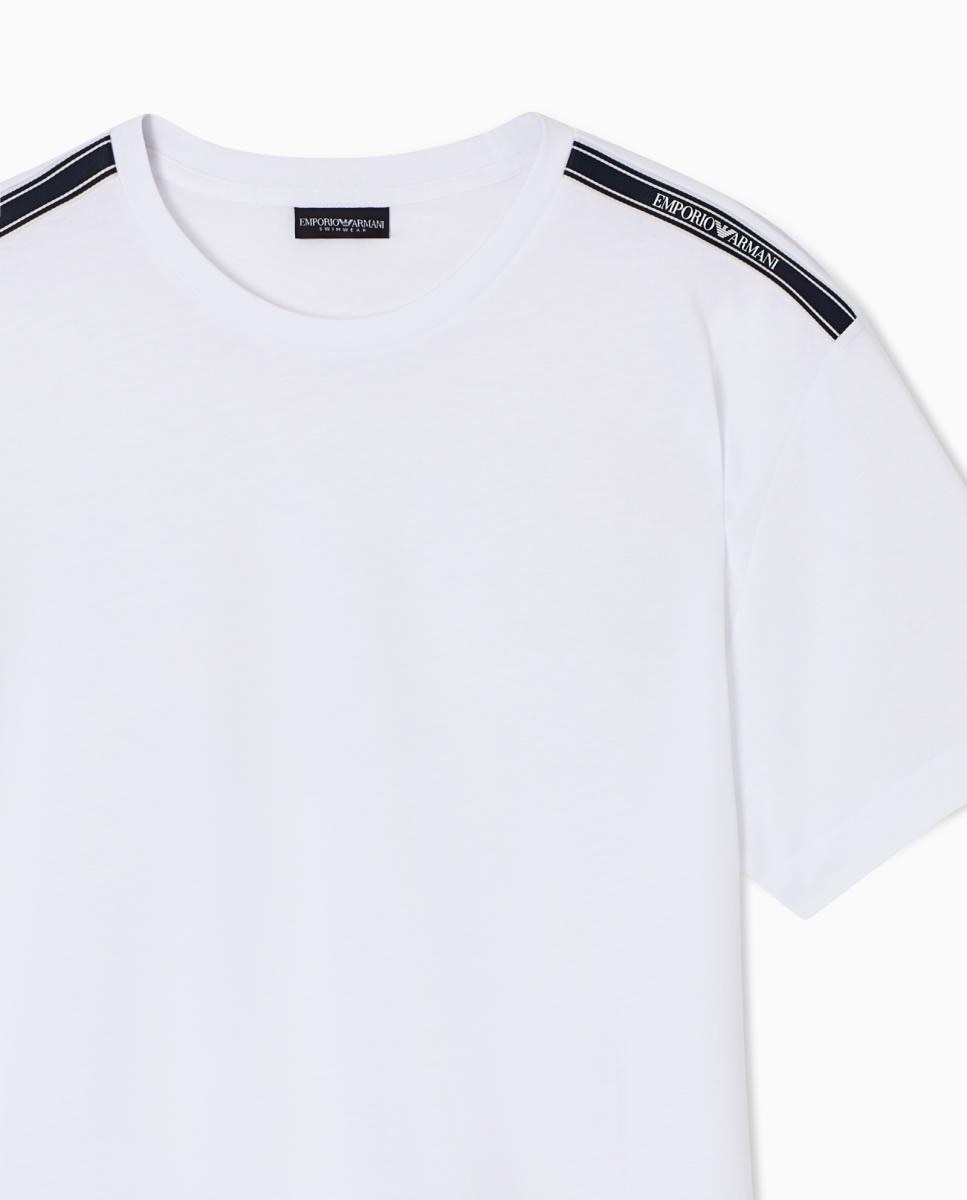 T-shirt com Logo Tape Branco-4