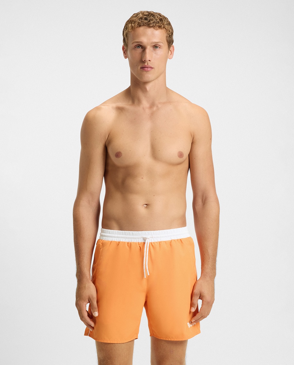 Calções de Banho com 2 Bolsos Laterais Laranja-claro-1