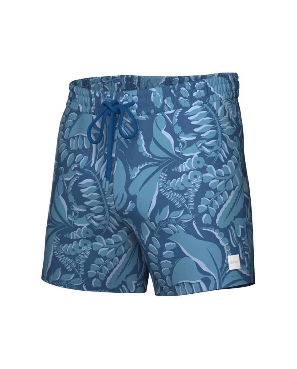 Calções de banho com estampado Azul-1