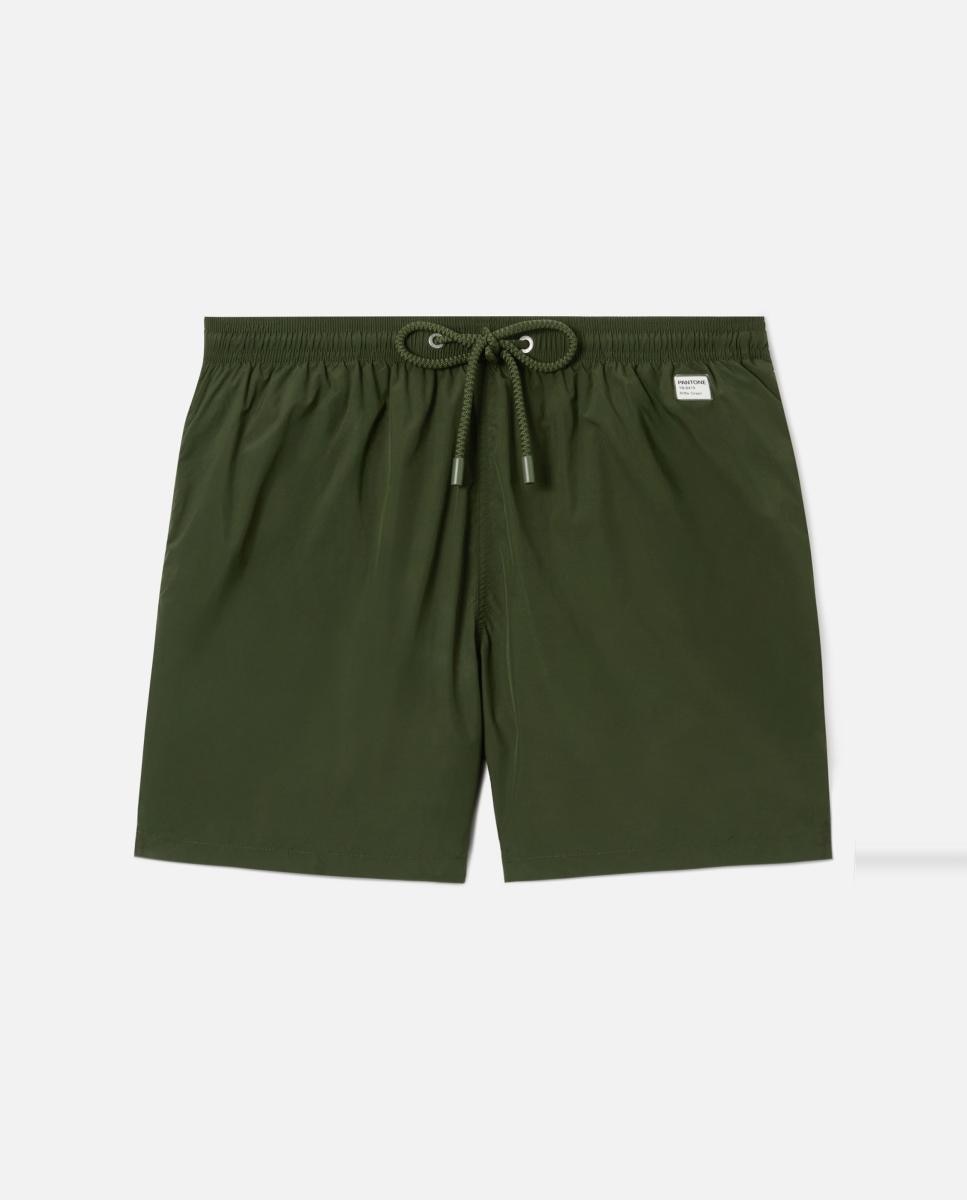 Calções de banho lisos Verde-militar-7