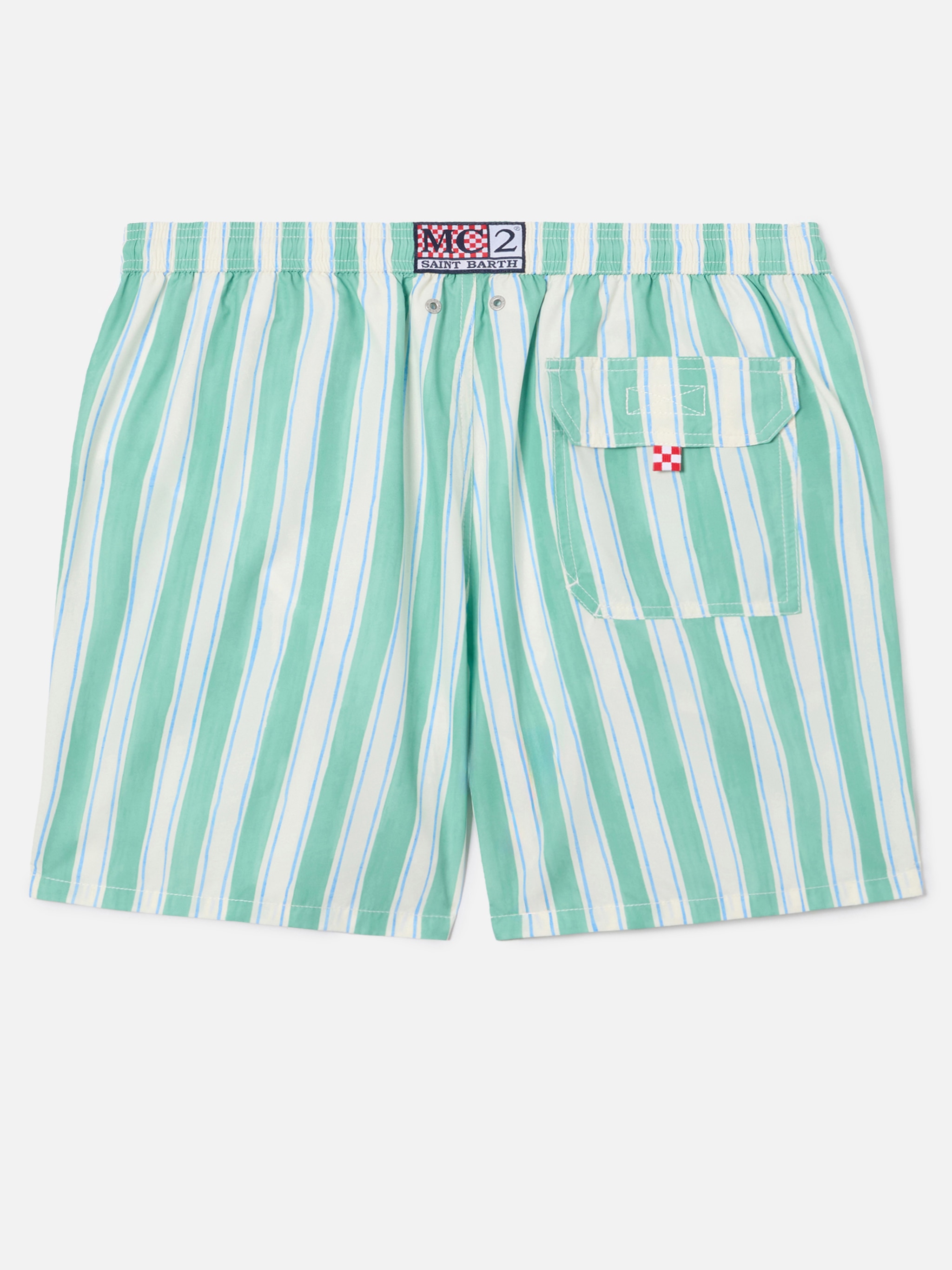 Calções de Banho com Estampado às Riscas Verde-claro-6