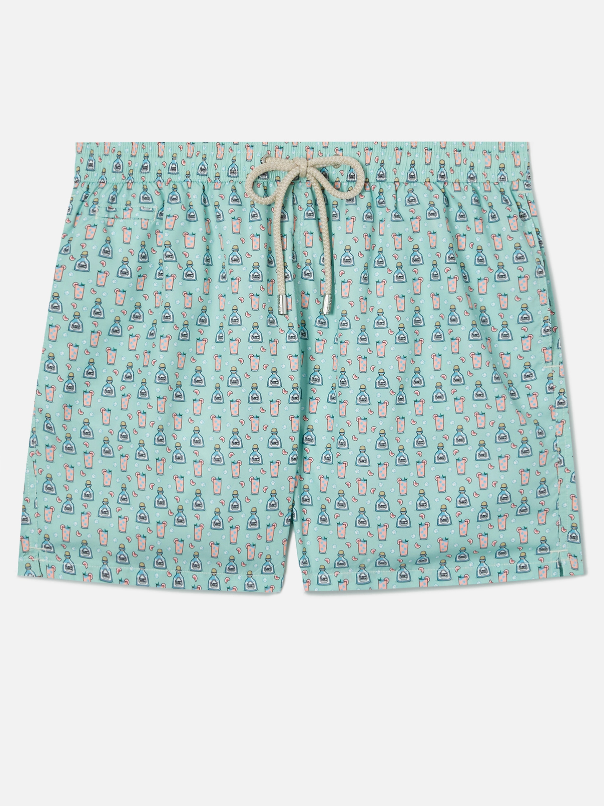 Calções de Banho com Estampado de Cocktails Verde-claro-5
