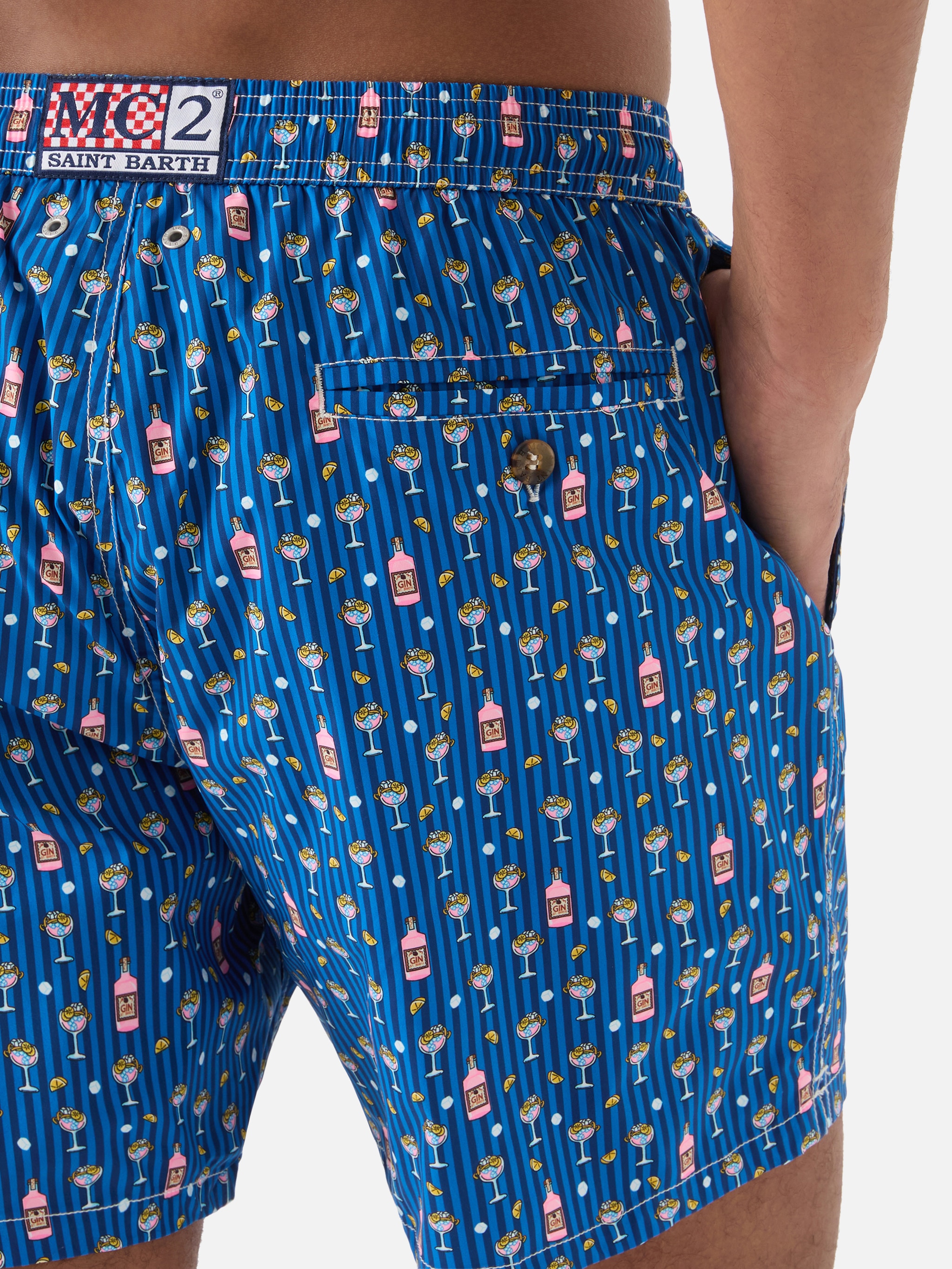 Calções de Banho com Estampado de Gin Tónico Azul-claro-3