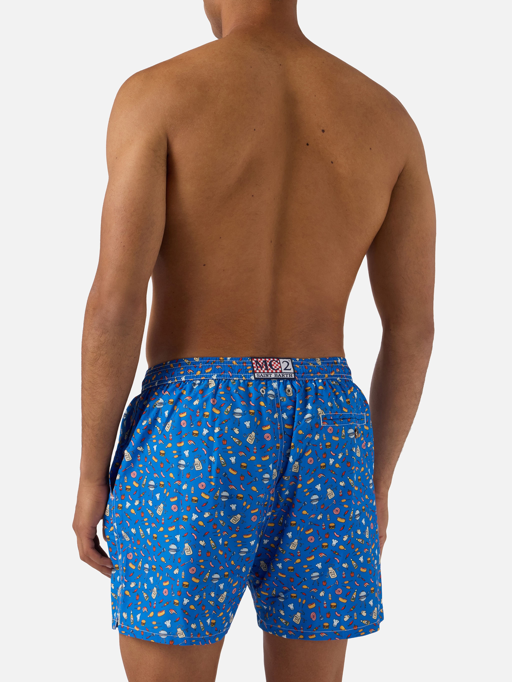 Calções de Banho com Estampado BBQ Azul-índigo-2